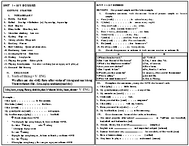 Bài tập Tiếng Anh Khối 7 - Unit 1: My hobbies