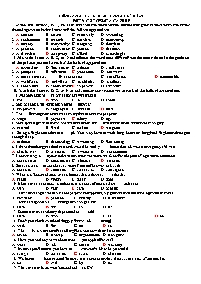 Bài tập Tiếng Anh Lớp 12 - Chương trình thí điểm - Unit 9: Choosing a career