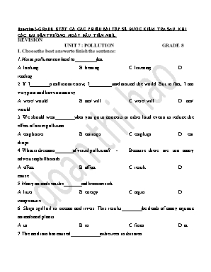 Bài tập Tiếng Anh Lớp 8 - Unit 7: Pollution - Đoàn Thị Hảo