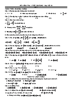 Bộ đề kiểm tra 1 tiết Chương 1 môn Đại số Lớp 10