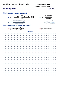 Bộ đề kiểm tra 15 phút môn Giải tích Lớp 11 - Trường THPT Lê Quý Đôn