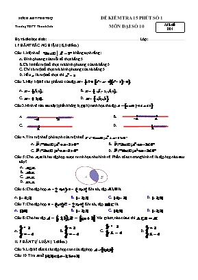 Bộ đề kiểm tra 15 phút số 1 môn Đại số Lớp 10 - Trường THPT Thanh Sơn