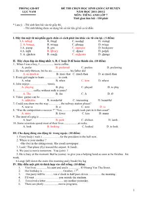 Bộ đề thi học sinh giỏi môn Tiếng Anh Lớp 7 (Có đáp án)