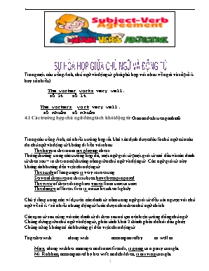 Chuyên đề Tiếng Anh Lớp 9: Sự hòa hợp giữa chủ ngữ và động từ