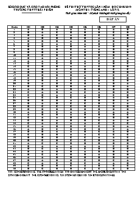 Đáp án đề thi thử THPT Quốc gia lần 1 môn Tiếng Anh (Tất cả các mã đề) - Năm học 2018-2019 - Trường THPT Thái Phiên