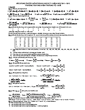 Đề cương ôn tập học kì II môn Toán Lớp 10 - Năm học 2011-2012 - Trường THPT Nguyễn Trường Tộ