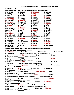 Đề cương ôn tập học kỳ 2 môn Tiếng Anh Lớp 9 - Năm học 2018-2019