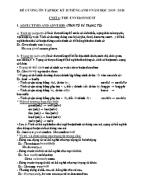 Đề cương ôn tập học kỳ II môn Tiếng Anh Lớp 9 - Năm học 2019–2020