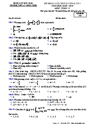 Đề khảo sát chất lượng lần 3 môn Toán Lớp 11 - Mã đề 293 - Năm học 2018-2019 - Trường THPT Lý Nhân Tông