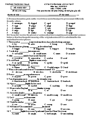 Đề khảo sát thi tuyển sinh Lớp 10 THPT môn Tiếng Anh - Năm học 2018-2019 - Trường THCS Chu Phan