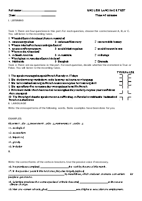 Đề kiểm tra 1 tiết học kì II môn Tiếng Anh Lớp 10 thí điểm (Có đáp án)