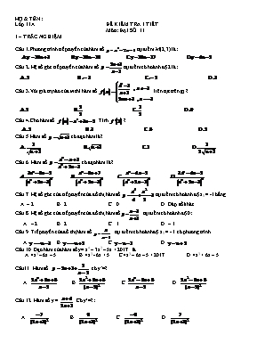Đề kiểm tra 1 tiết môn Đại số Lớp 11