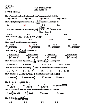 Đề kiểm tra 1 tiết môn Toán Lớp 11