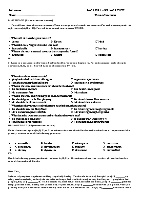 Đề kiểm tra 1 tiết số 4 môn Tiếng Anh Lớp 11 (Thí điểm) (Có đáp án)