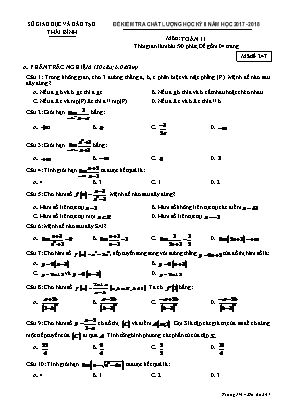 Đề kiểm tra chất lượng học kì II môn Toán Lớp 11 - Mã đề 247 - Năm học 2017-2018 - Sở giáo dục và đào tạo Thái Bình