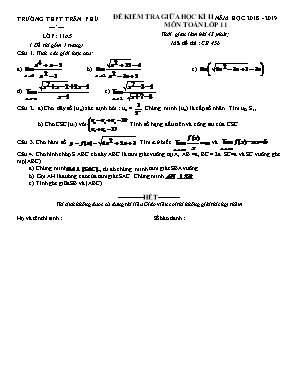 Đề kiểm tra giữa học kỳ II môn Toán Lớp 11 - Mã đề CB 456 - Năm học 2018-2019 - Trường THPT Trần Phú (Có đáp án)