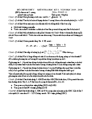 Đề kiểm tra học kì I môn Toán Lớp 11 - Năm học 2019-2020