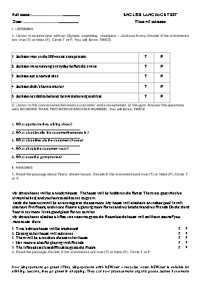 Đề kiểm tra học kì II môn Tiếng Anh Khối 6 (Chương trình thí điểm) (Có đáp án)