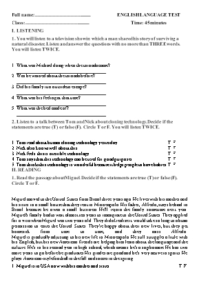 Đề kiểm tra học kì II môn Tiếng Anh Lớp 8 (Chương trình thí điểm) (Có đáp án)