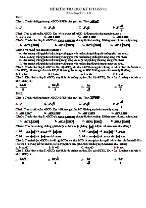 Đề kiểm tra học kì II môn Toán Lớp 11 - Đề số 1 - Năm học 2017-2018