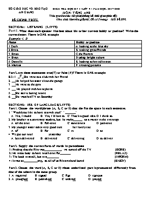 Đề kiểm tra học kỳ I môn Tiếng Anh Lớp 9 - Mã đề 092 - Năm học 2017-2018 - Sở giáo dục và đào tạo An Giang (Có đáp án)