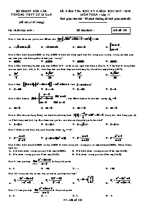 Đề kiểm tra học kỳ II môn Toán Lớp 11 - Mã đề 150 - Năm học 2017-2018 - Trường THPT Cư MGar