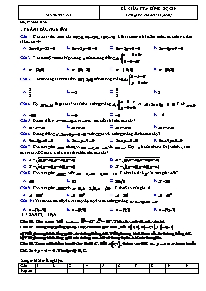 Đề kiểm tra môn Hình học Lớp 10 - Mã đề thi 357