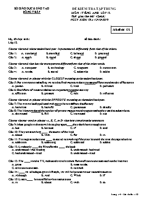 Đề kiểm tra tập trung môn Tiếng Anh Lớp 12 - Mã đề 132 - Sở giáo dục và đào tạo Đồng Tháp