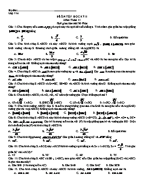 Đề ôn tập học kì 2 môn Toán Khối 11