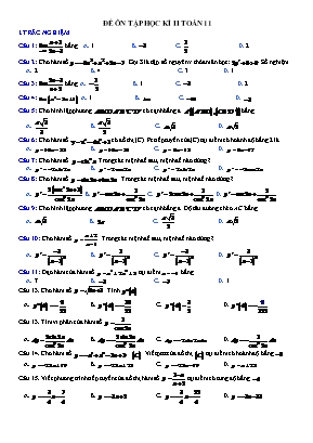 Đề ôn tập học kì 2 môn Toán Lớp 11