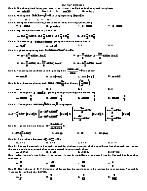 Đề ôn tập học kỳ 1 môn Toán Lớp 11