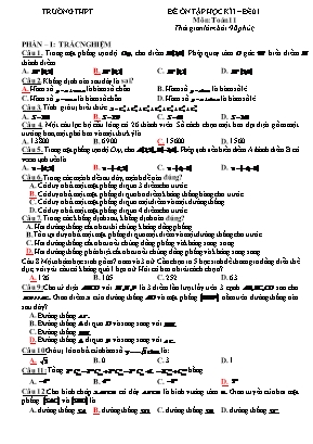 Đề ôn tập học kỳ I môn Toán Lớp 11 - Đề 01 (Kèm đáp án)