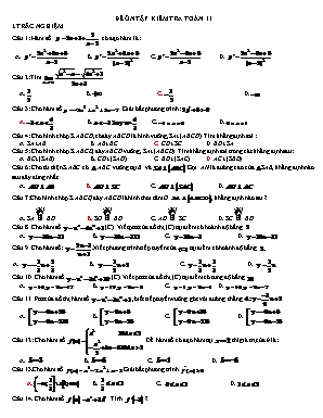 Đề ôn tập kiểm tra học kì môn Toán Khối 11