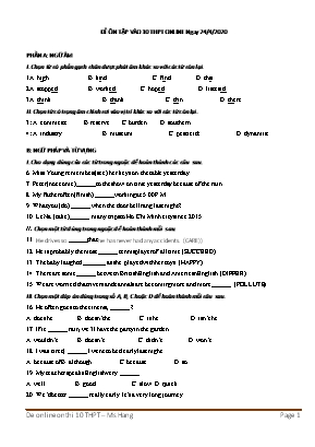 Đề ôn thi Lớp 10 THPT môn Tiếng Anh năm 2020