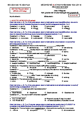 Đề ôn thi tuyển sinh vào Lớp 10 môn Tiếng Anh - Đề số 02 - Năm học 2019-2020 (Có đáp án)