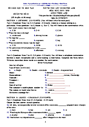 Đề ôn thi vào Lớp 10 chuyên môn Tiếng Anh - Đề số 1 - Năm học 2019-2020 - Nguyễn Đình Luyện