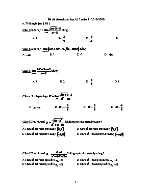 Đề tham khảo học kì 2 môn Toán Lớp 11 - Năm học 2019-2020