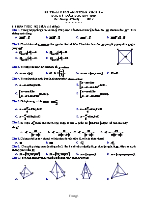 Đề tham khảo học kỳ I môn Toán Lớp 11 - Đề 1 - Năm học 2019-2020 - Dương Hiếu Kỳ