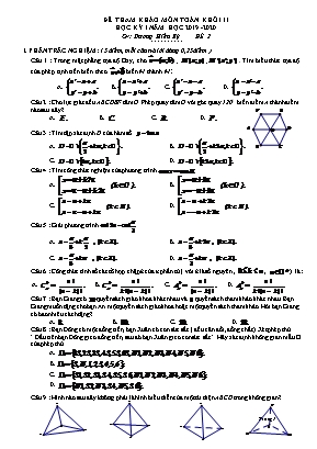 Đề tham khảo học kỳ I môn Toán Lớp 11 - Đề 2 - Năm học 2019-2020 - Dương Hiếu Kỳ