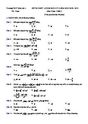 Đề thi chất lượng học kì II môn Toán Lớp 11 - Năm học 2018-2019 - Trường THPT Hậu Lộc số 4 (Có đáp án)