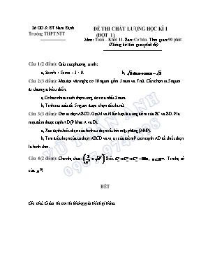 Đề thi chất lượng học kỳ I đợt 1 môn Toán Lớp 11 (Cơ bản) - Vũ Tuấn Anh (Có đáp án)