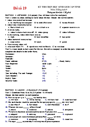 Đề thi chọn học sinh giỏi cấp tỉnh môn Tiếng Anh Lớp 9 - Đề số 19