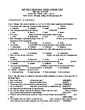 Đề thi chọn học sinh giỏi huyện môn Tiếng Anh Lớp 8 - Năm học 2019-2020