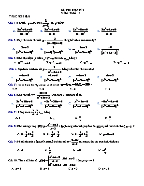 Đề thi học kì 2 môn Toán Lớp 10