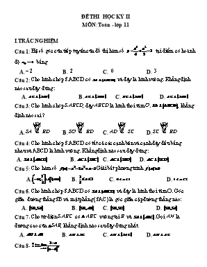 Đề thi học kì II môn Toán Khối 11