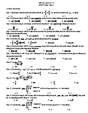Đề thi học kì II môn Toán Lớp 11