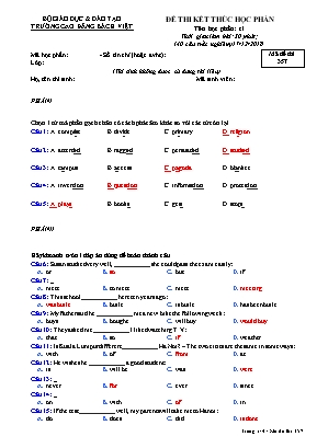 Đề thi học kỳ I môn Tiếng Anh Lớp 9 - Mã đề 357 - Năm học 2018-2019 - Trường THCS Lê Hồng Phong (Có đáp án)