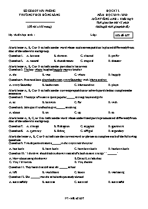 Đề thi học kỳ II môn Tiếng Anh Lớp 9 - Mã đề 657 - Năm học 2019-2020 - Trường THCS Hồng Bàng