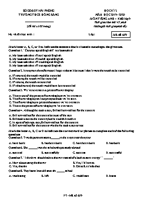 Đề thi học kỳ II môn Tiếng Anh Lớp 9 - Mã đề 659 - Năm học 2019-2020 - Trường THCS Hồng Bàng