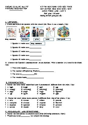 Đề thi học sinh giỏi bậc THCS môn Tiếng Anh Lớp 9 - Năm học 2018-2019 - Trường THCS Văn Yên (Có đáp án)